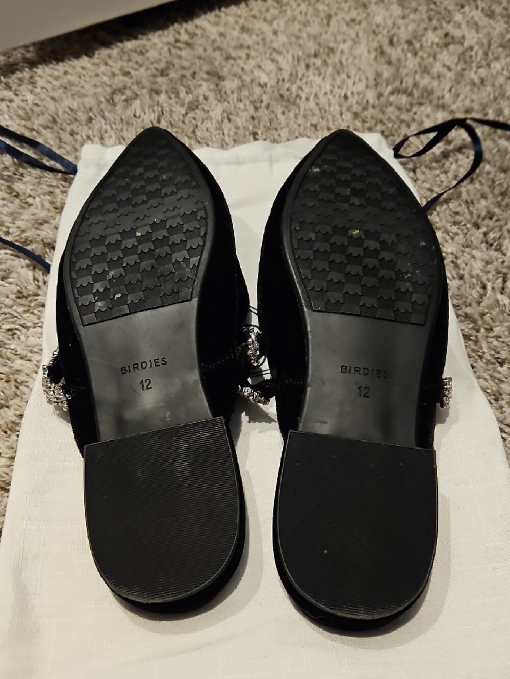 Birdies Black Velvet Jeweled Pointed Mules - Picture 4 of 5